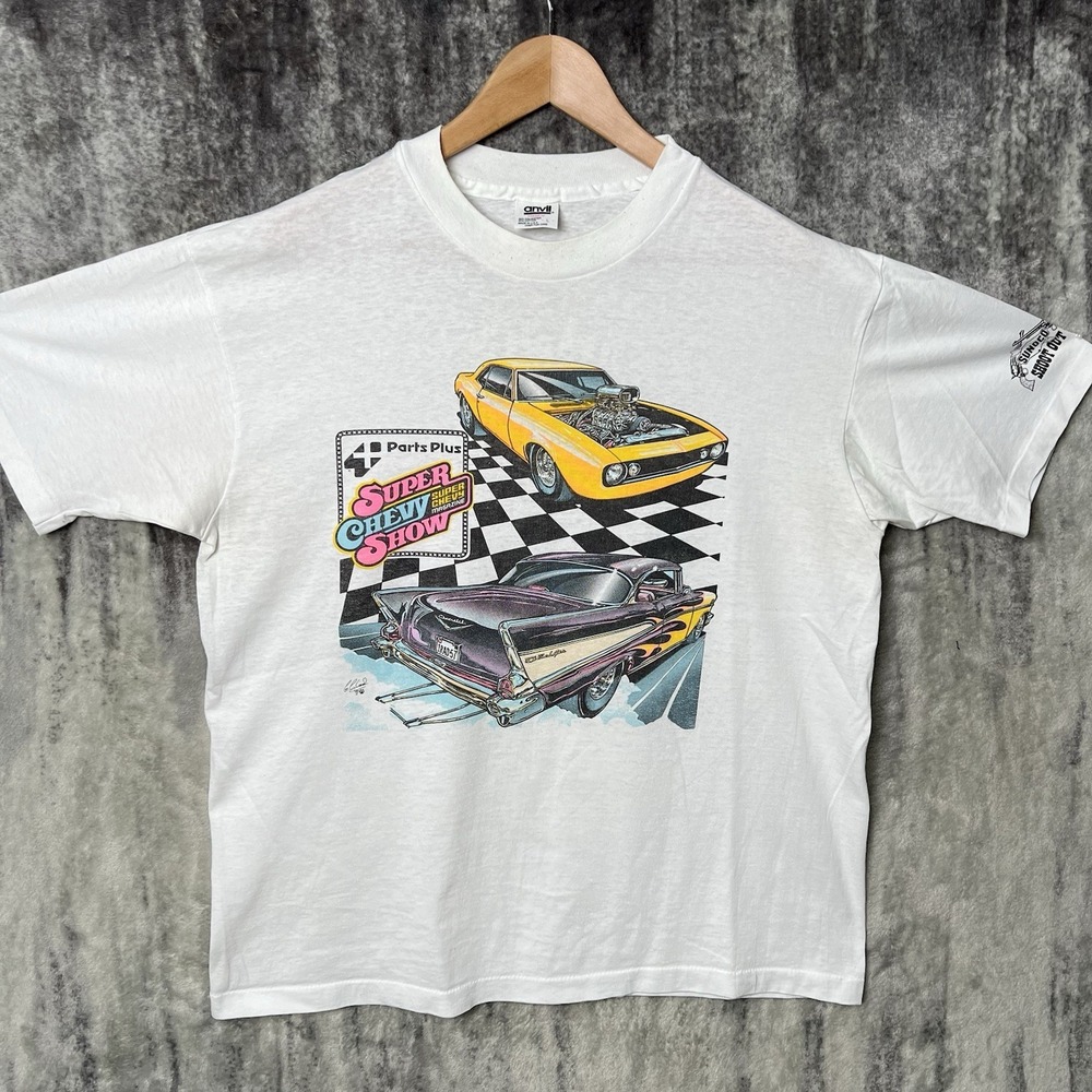 Vintage 1991 Super Chevy Magazine Car Show Shirt Large Bel Air Mustang Boss